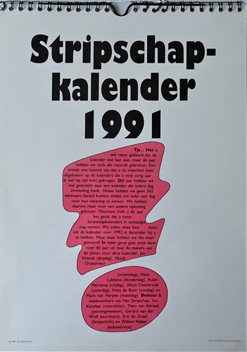 Stripschap kalender - 1991