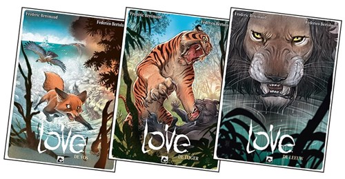 Love (Animal Kingdom) 1-3 pakket - De Vos + De Tijger + De Leeuw, Hardcover (Dark Dragon Books)