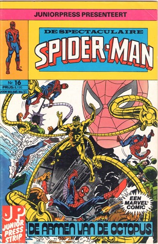 Spider-Man - De Spectaculaire Spiderman 16 - De armen van de Octopus, Softcover, Eerste druk (1981) (Junior Press)